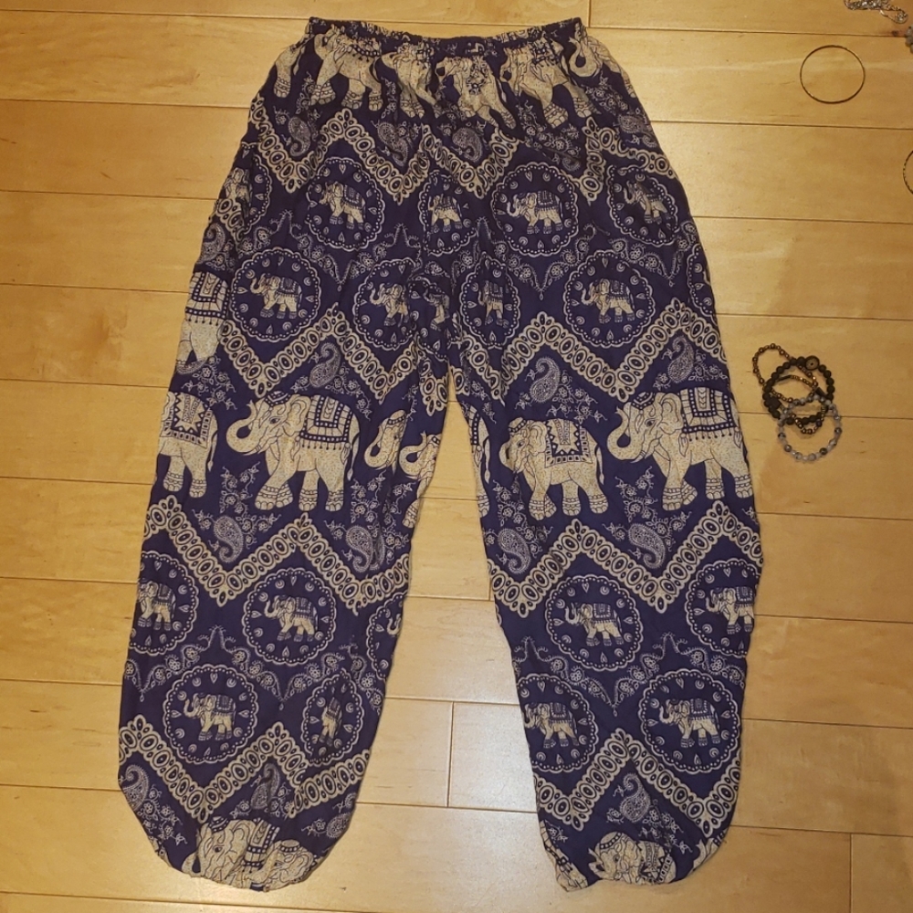 Boho elephant print harem pants